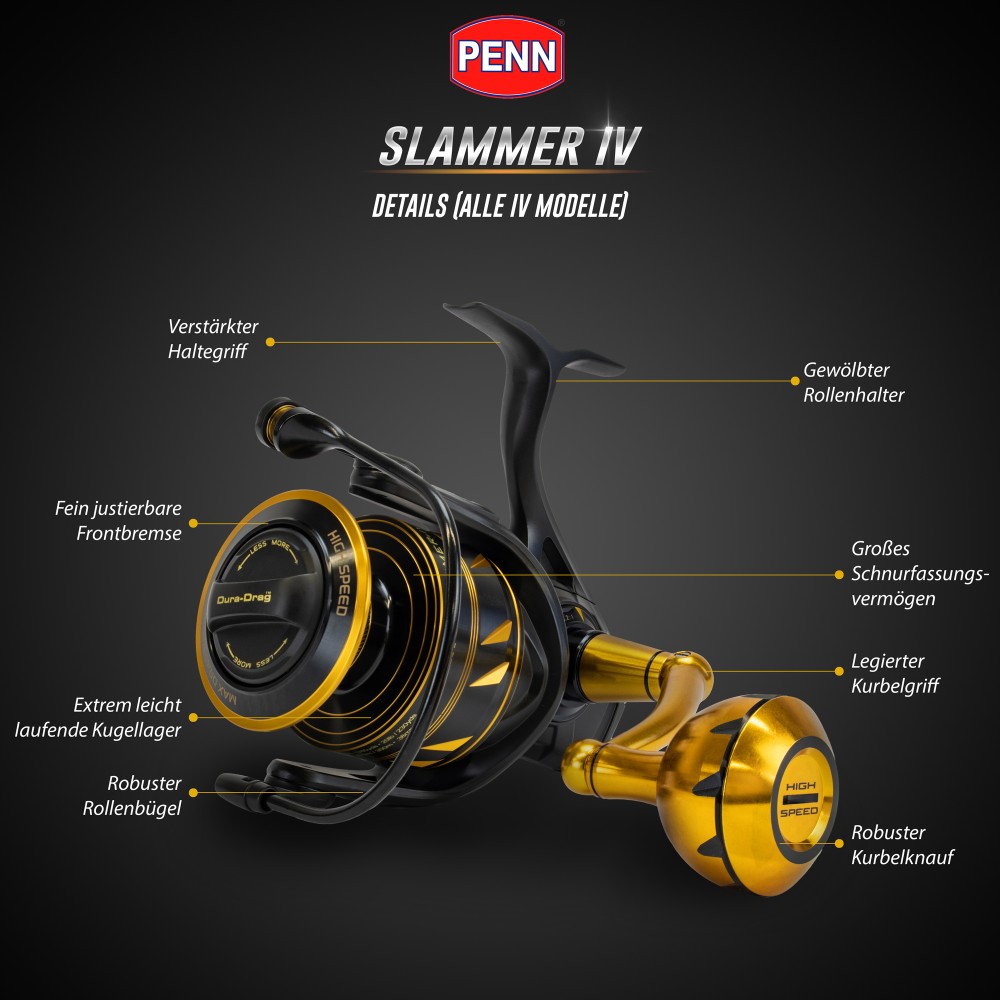 Penn Slammer IV 6500 - 355m/0,33mm - 5,6:1 - 685g