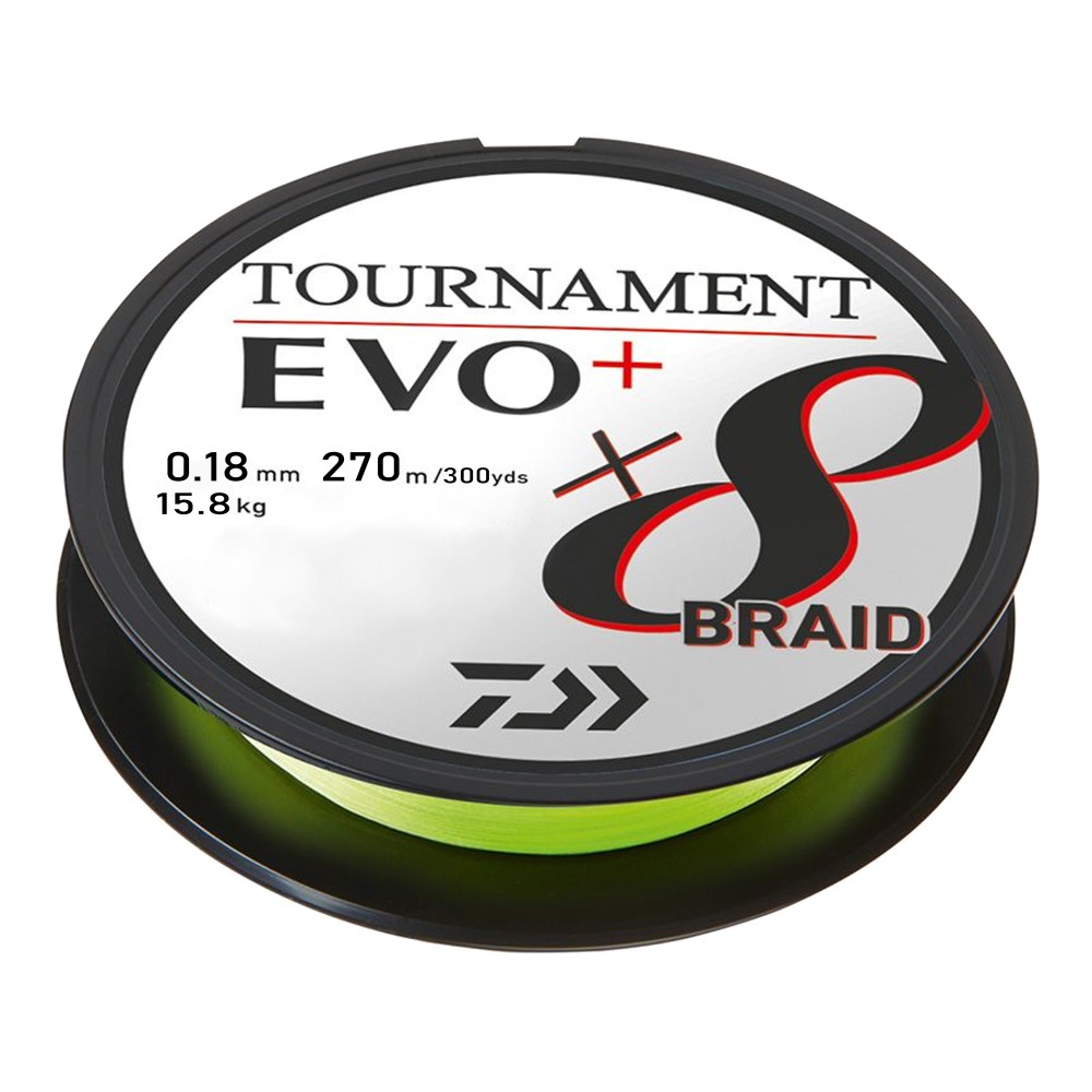 Daiwa Tournament x8 Braid Evo+ chartreuse - TK15,8kg - 0,18mm - 270m