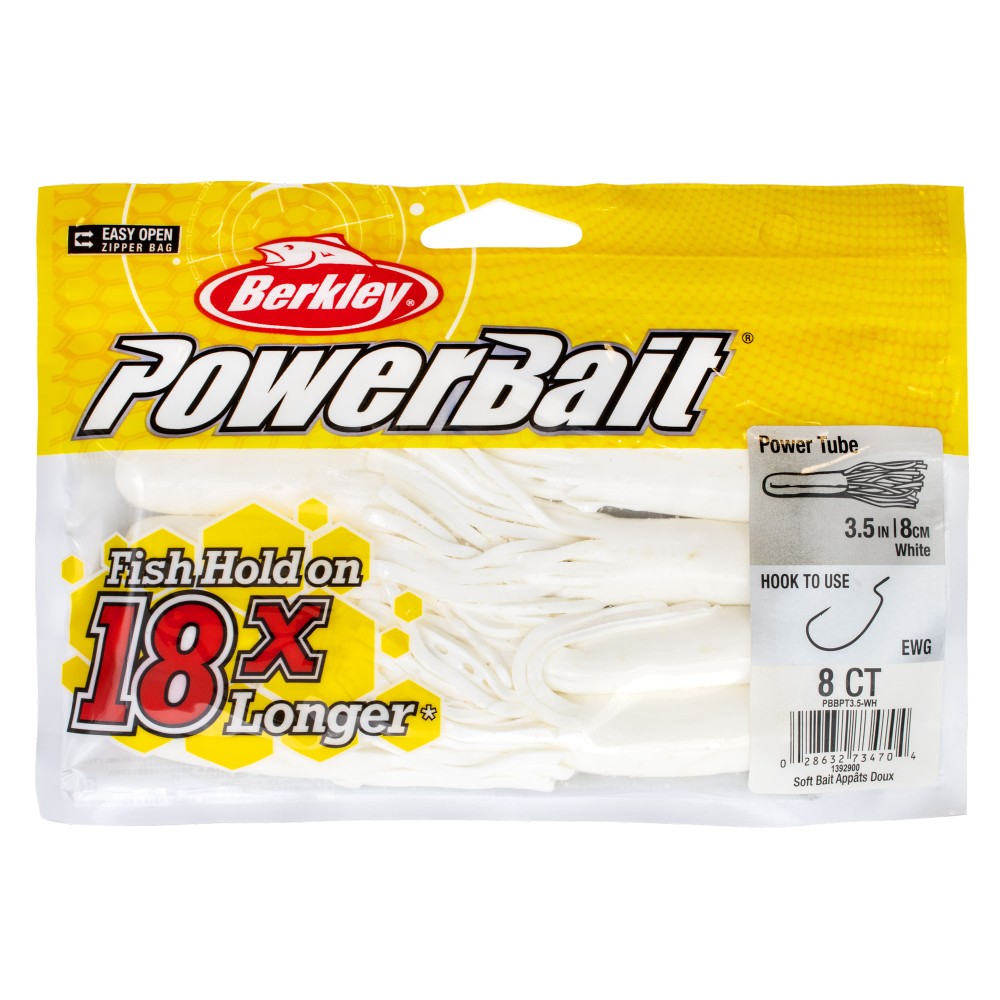 Berkley Powerbait Powertube 9cm - White - 8Stück