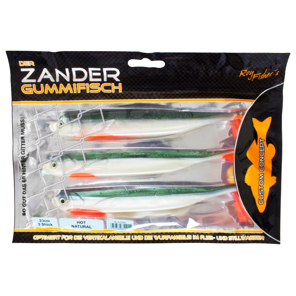 Roy Fishers Der Zander Gummifisch 20cm - Hot Natural - 33g - 3 Stück