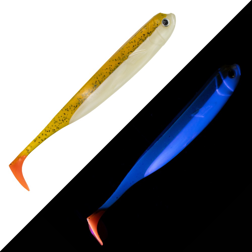 Roy Fishers Der Zander Gummifisch 12cm - UV Hot Kaulbarsch - 10g - 5 Stück