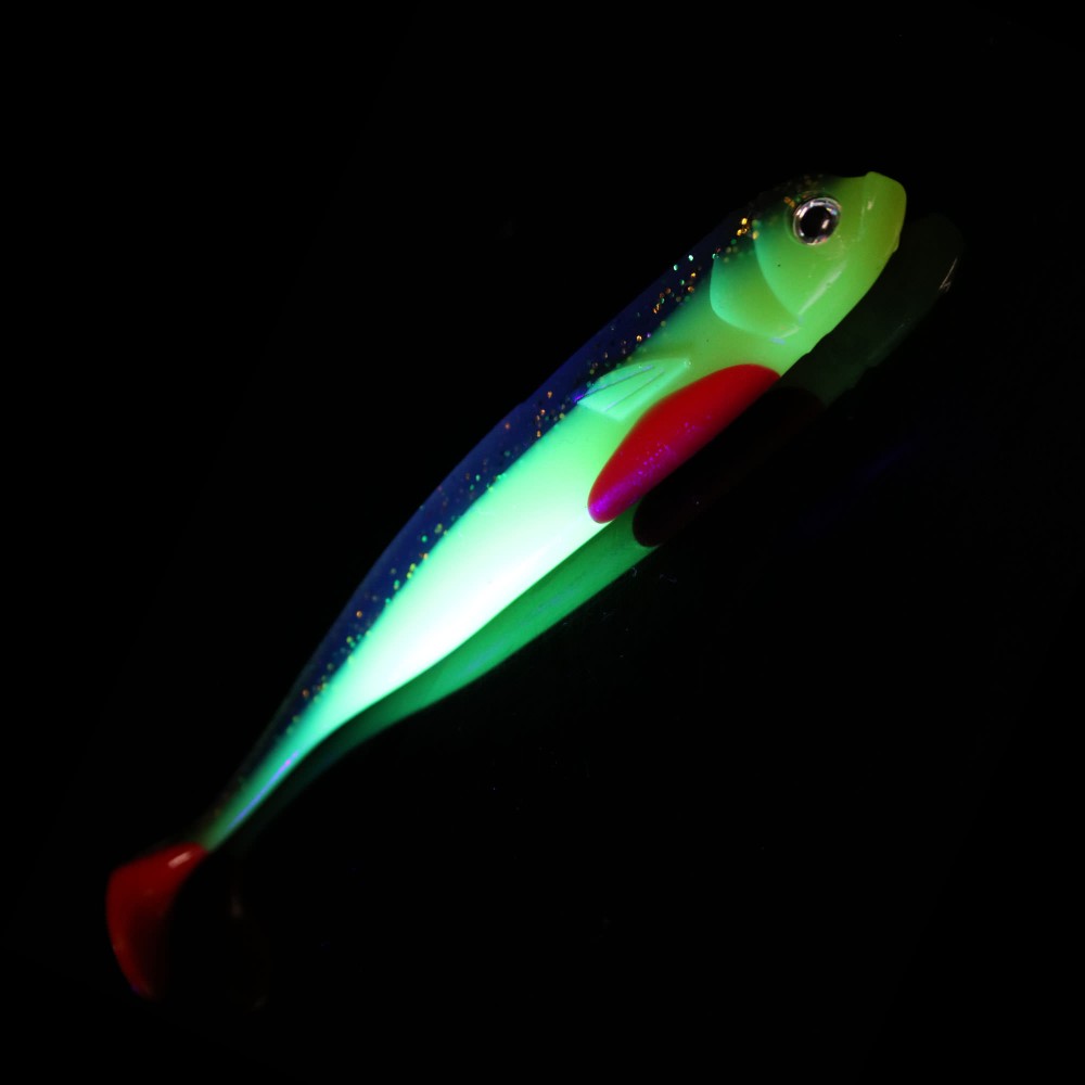 Roy Fishers Der Zander Gummifisch 12cm - UV Captain Kiwi - 10g - 5 Stück