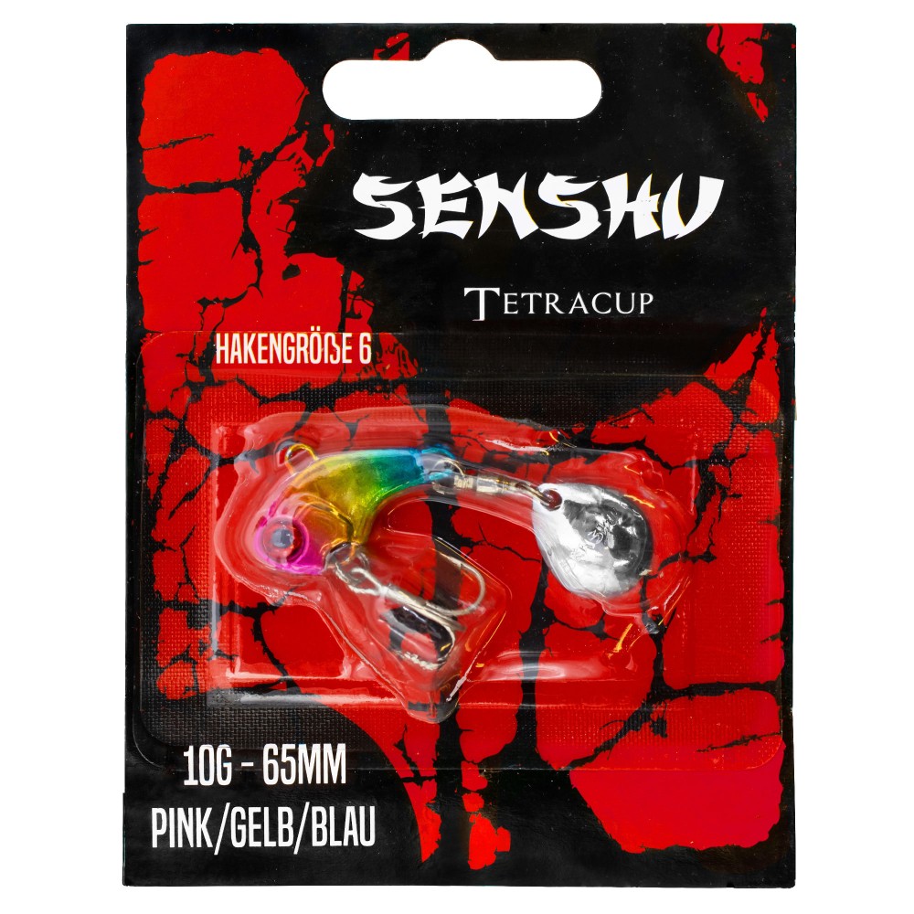 Senshu Tetracup 10g - pink/gelb/blau - 65mm - Hakengröße 6