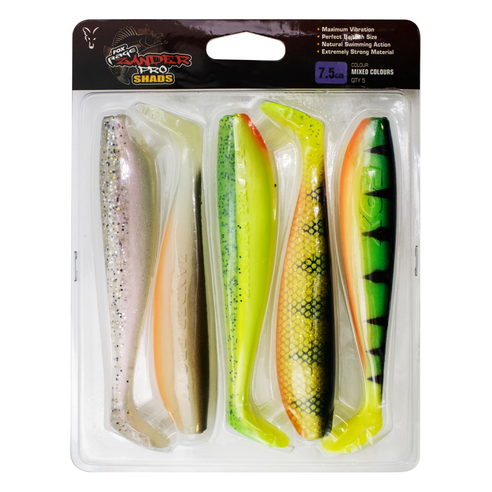 Fox Rage Zander Pro Shad Mixed Colour Pack Gummifisch 7,5cm - mix - 5Stück