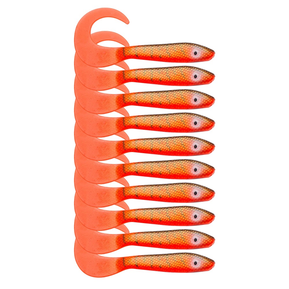 Svartzonker Sweden McRubber Tail Twister - Barsch Gummiköder 11cm - Red Tiger - 4.5g - 10 Stück