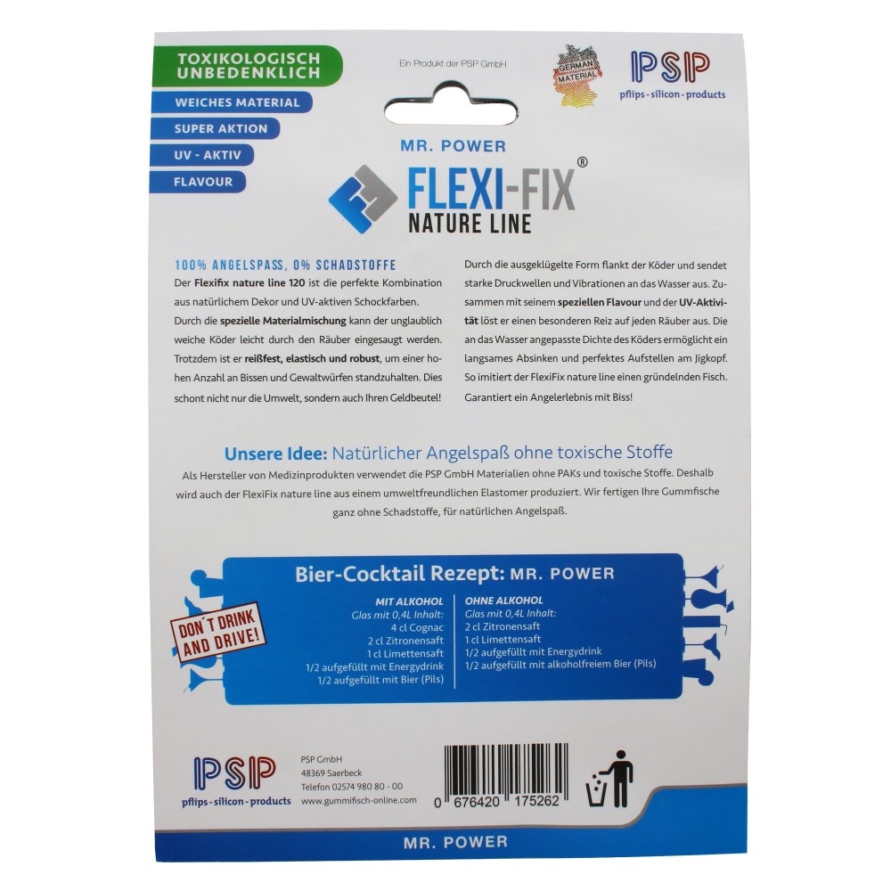 FlexiFix Natureline Gummifische 90mm, 8 Stück. Mr. Power