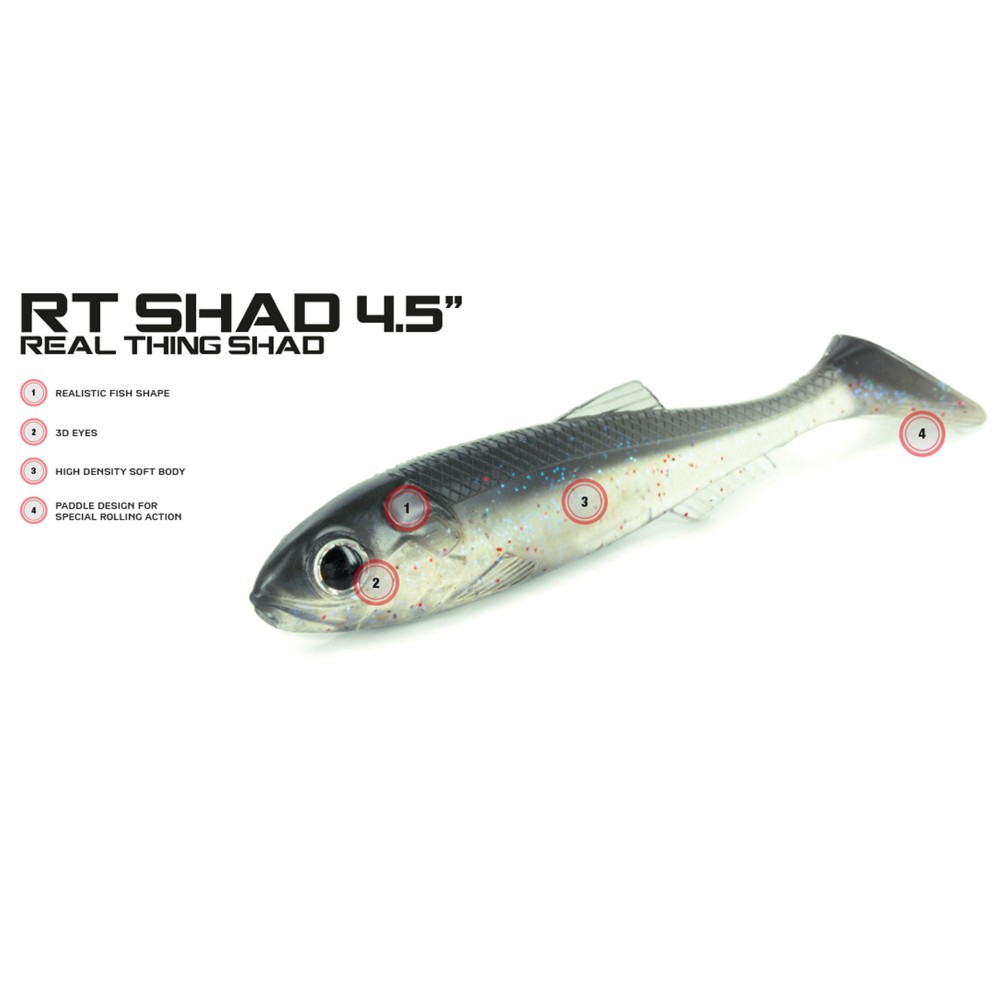 Molix Real Thing Shad Gummifisch 11,40cm - UV Clear Chart Multicolor Flake