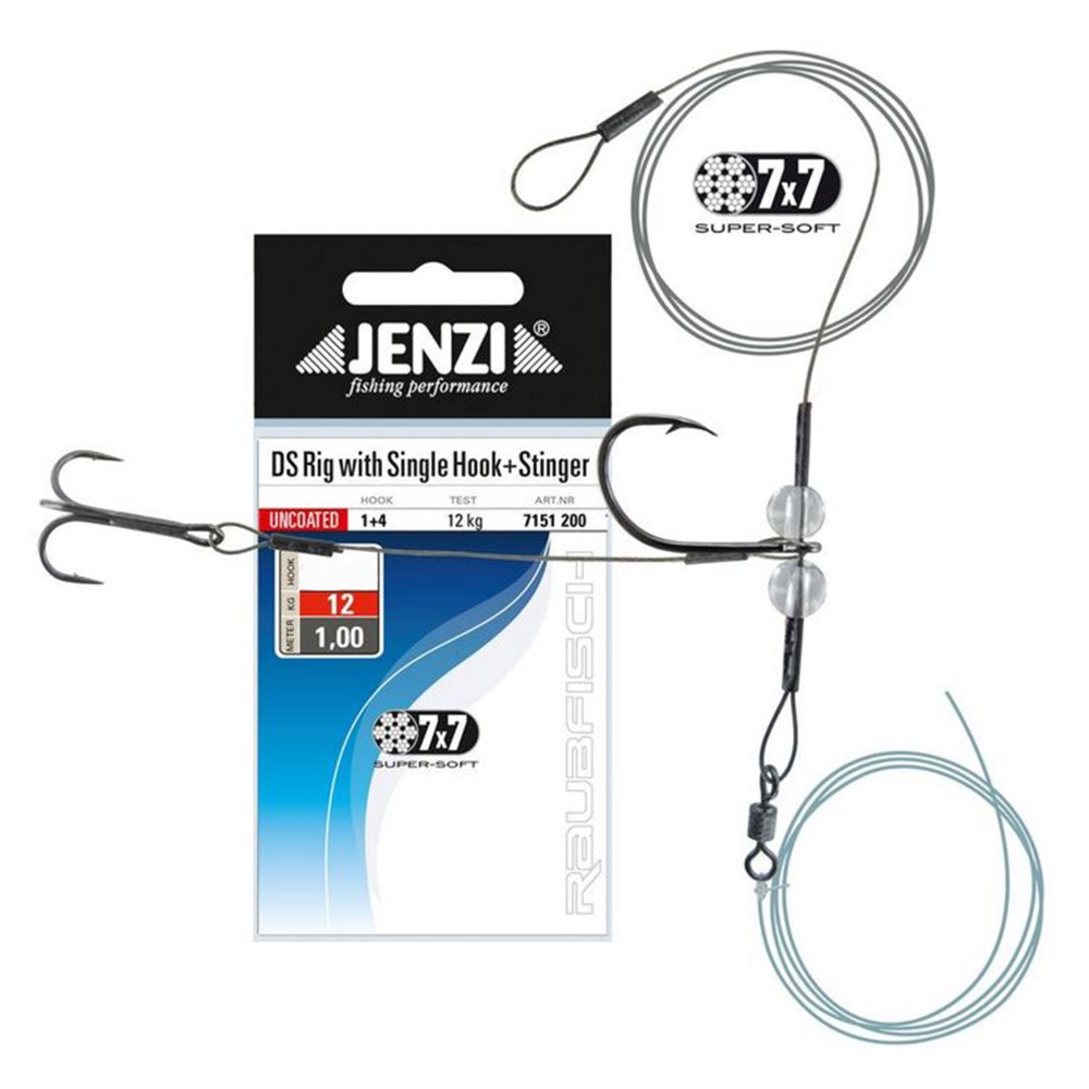 Jenzi 7x7 Drop-Shot Rig mit Offset-Haken und Stinger - Finesse Rig Gr.1/0 - 40cm+60cm - 1 Stück