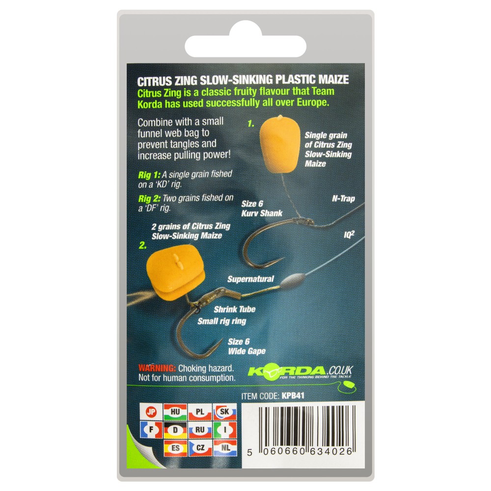 Korda Slow Sinking Mais Citrus Zing - orange - 8Stück